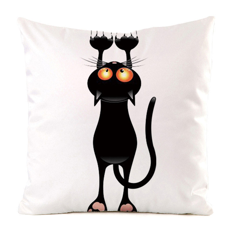 Black Cat Silk Home Decoration Pillow