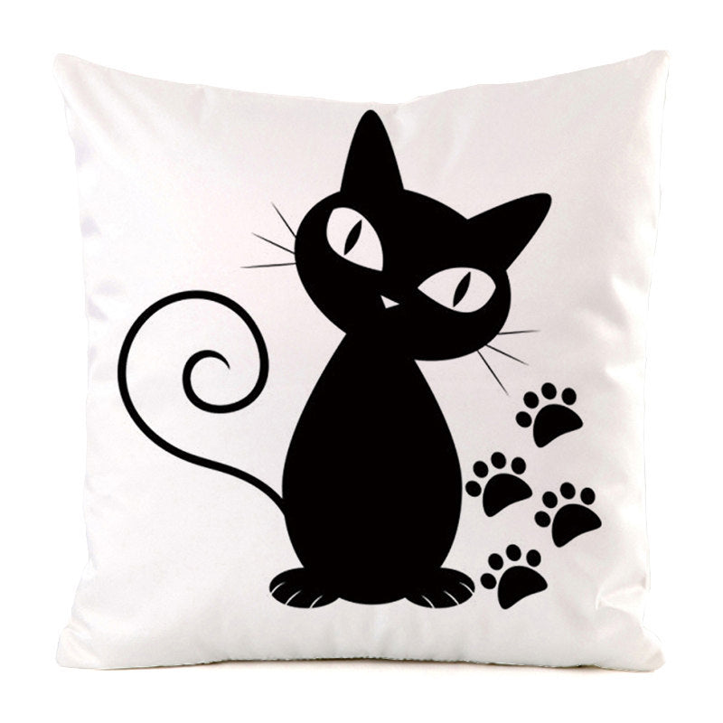 Black Cat Silk Home Decoration Pillow