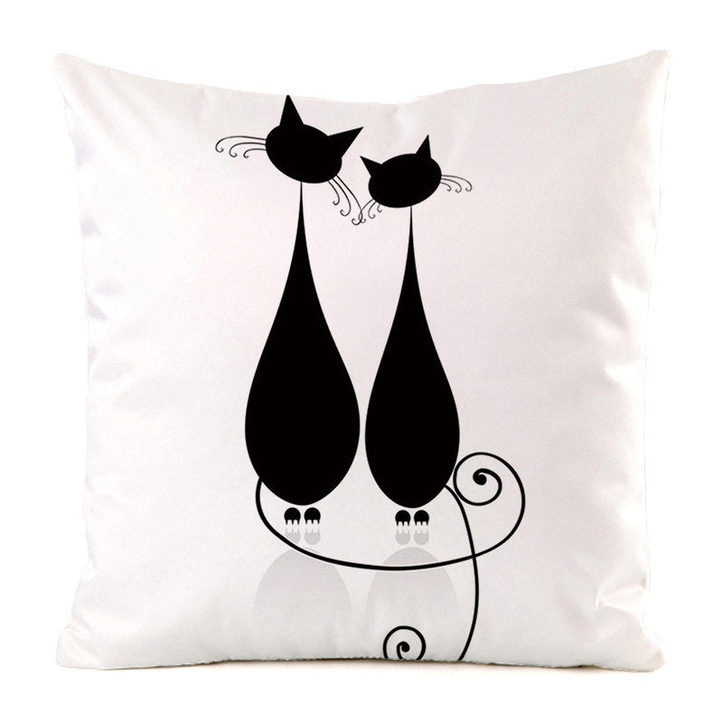 Black Cat Silk Home Decoration Pillow