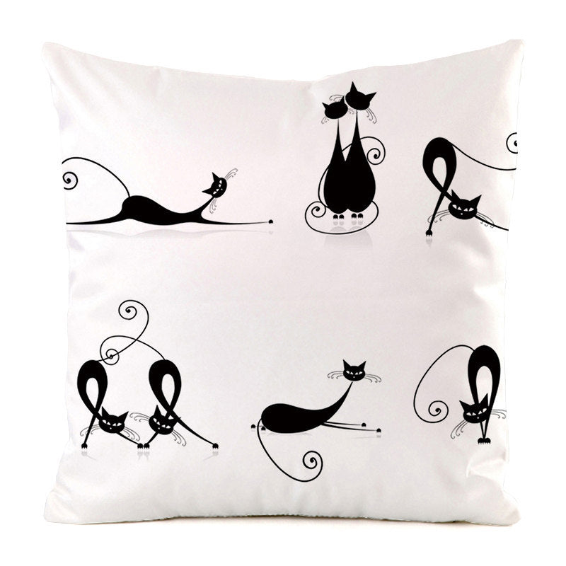 Black Cat Silk Home Decoration Pillow