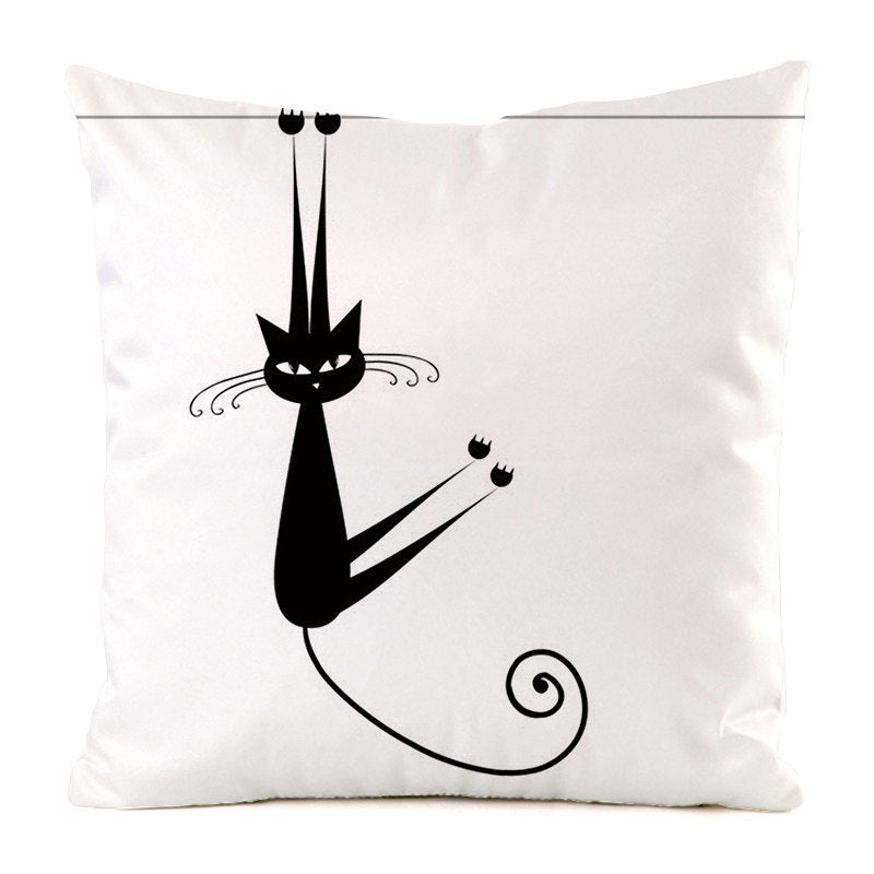 Black Cat Silk Home Decoration Pillow