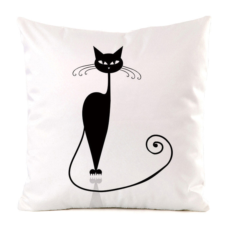 Black Cat Silk Home Decoration Pillow