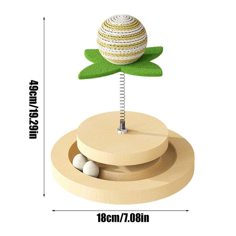 Cat Toy Sisal Spring Ball with Track for Indoor Kittens
