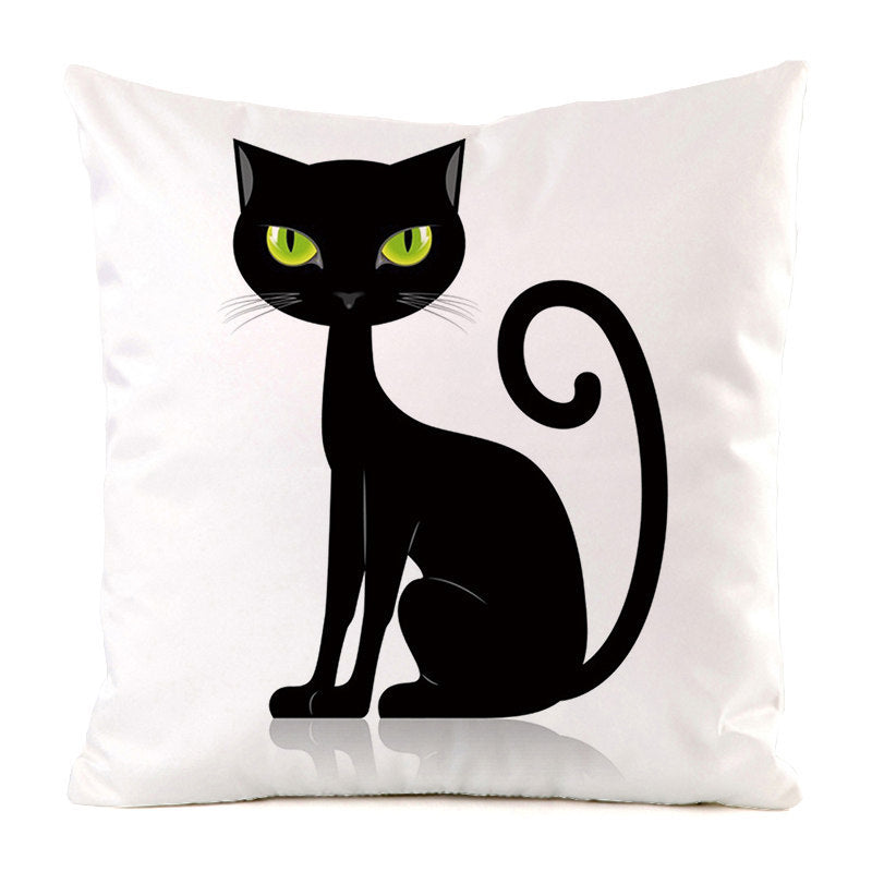 Black Cat Silk Home Decoration Pillow