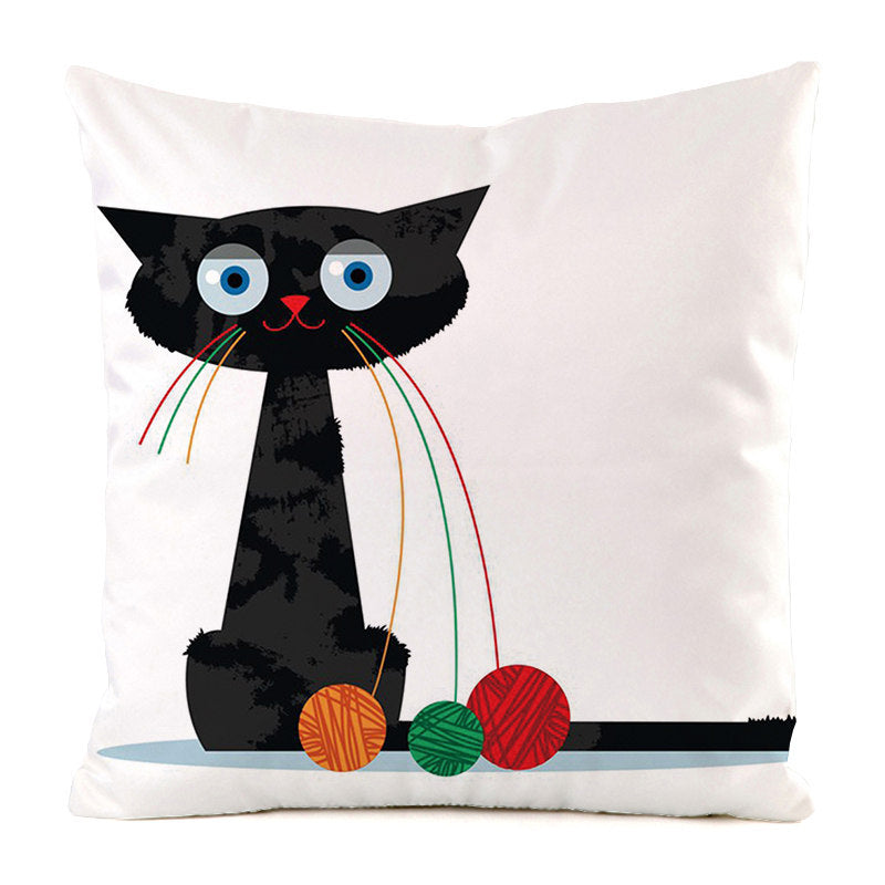 Black Cat Silk Home Decoration Pillow