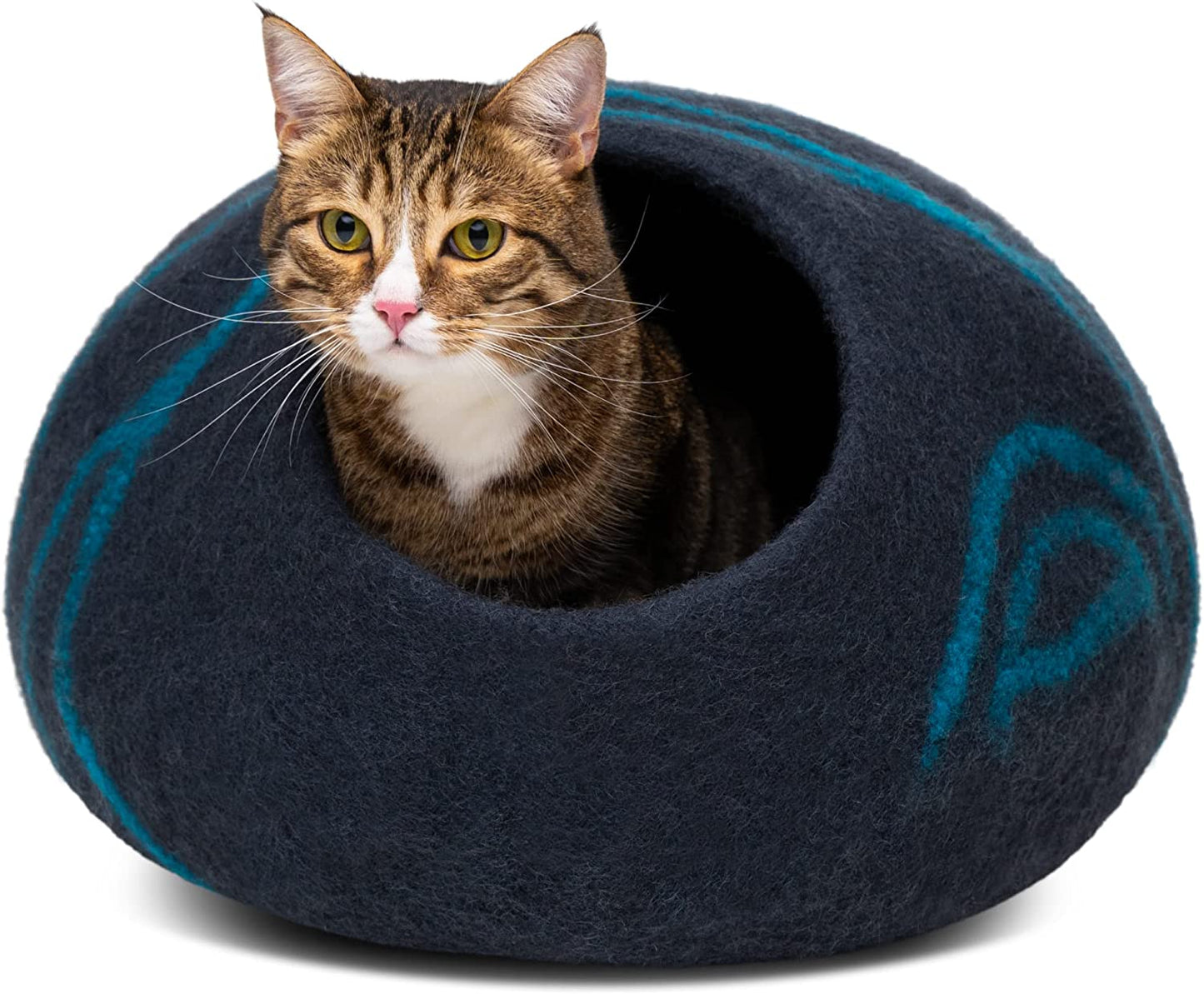 Cat Cave – Premium Felt Cat Bed for Indoor Cats, Handmade 100% Merino Wool (Medium, Dark Grey)