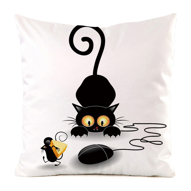 Black Cat Silk Home Decoration Pillow