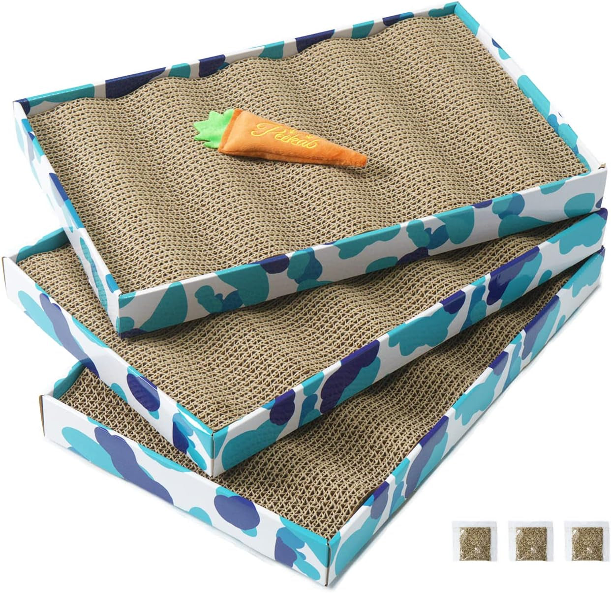 Cat Scratcher Cardboard Reversible Cat Cat Scratch Pad Kitty Corrugated Scratching Bed Catnip Included (1 Pack)