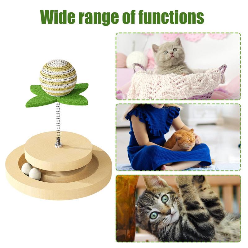 Cat Toy Sisal Spring Ball with Track for Indoor Kittens