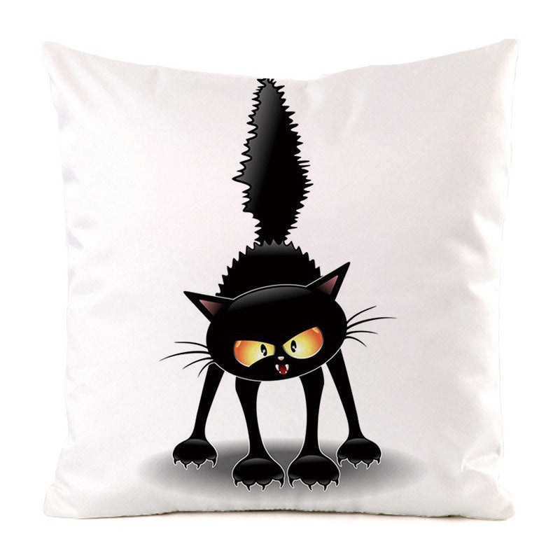 Black Cat Silk Home Decoration Pillow