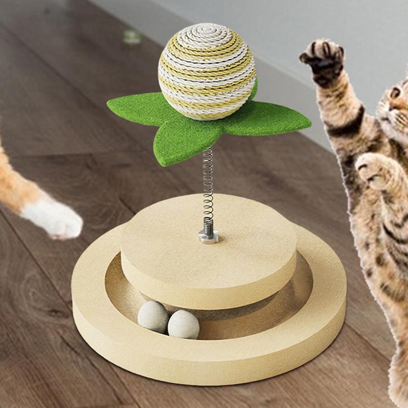 Cat Toy Sisal Spring Ball with Track for Indoor Kittens