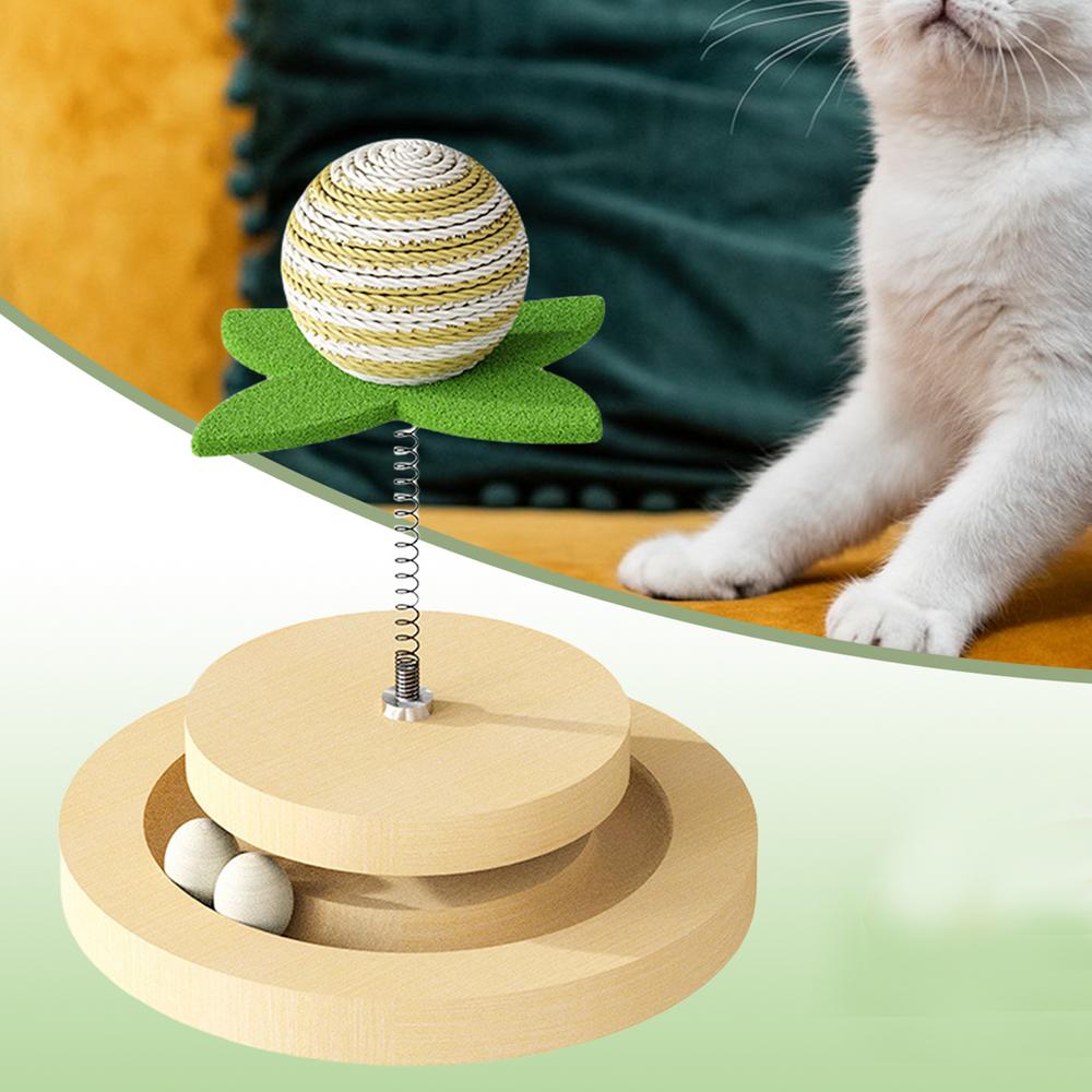 Cat Toy Sisal Spring Ball with Track for Indoor Kittens