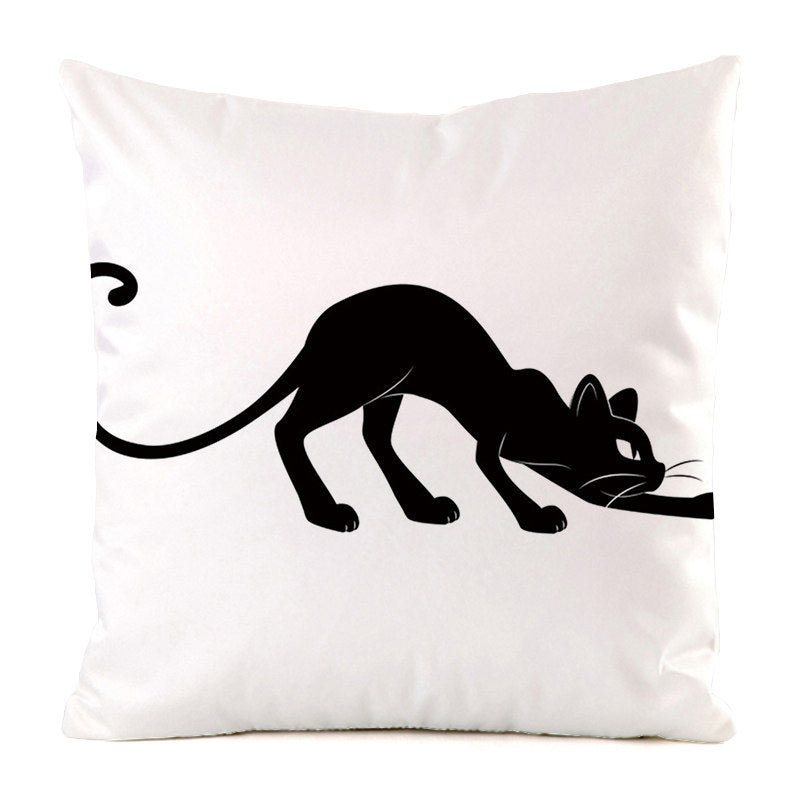 Black Cat Silk Home Decoration Pillow