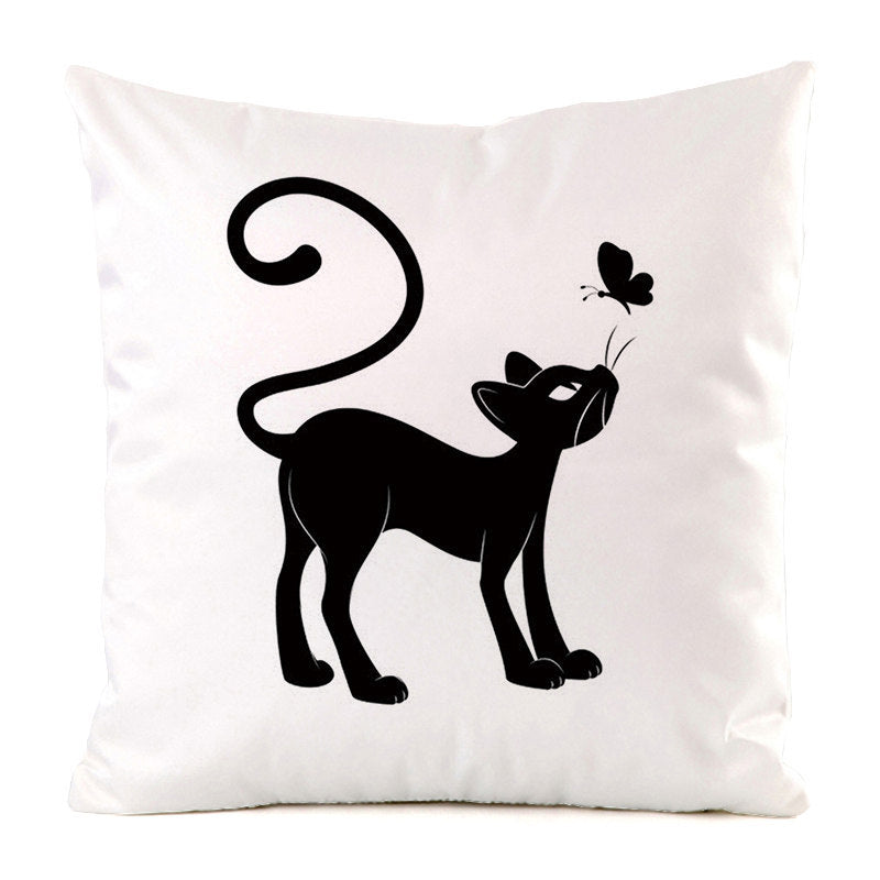 Black Cat Silk Home Decoration Pillow
