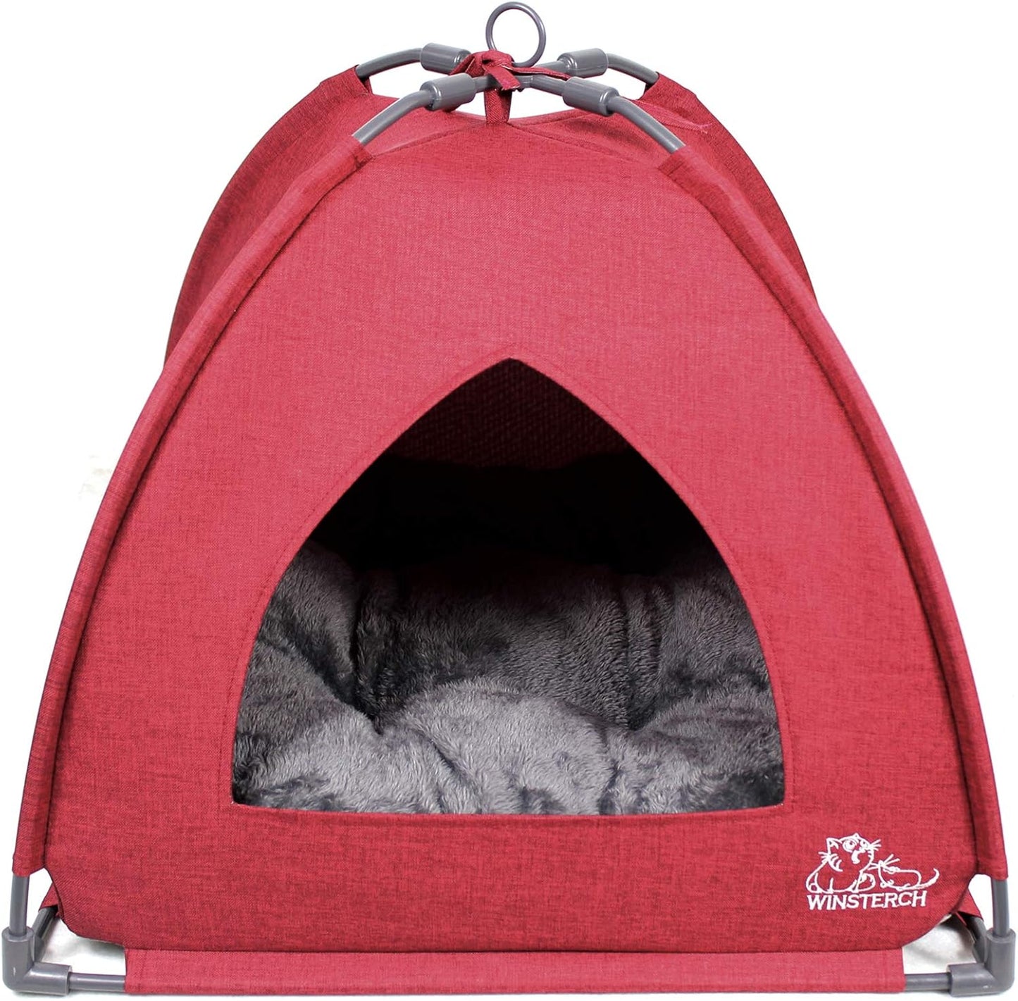 Cat Beds for Indoor Cats,Covered Cat Cave Bed with Removable Washable Pillow,Warming Cat Cave Bed Kitten Beds Small Pets Bed for Indoor Cats (18.5'' X 18.5'' X 15.8'', Grey)