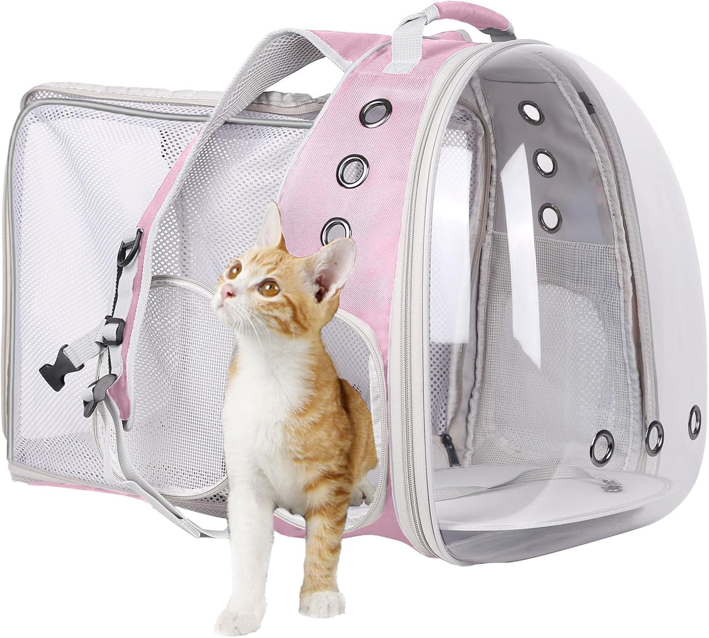 Cat Travel Backpack with Fan, Fit up to 12 Lbs, Space Capsule Astronaut Clear Bubble Window Pet Backpack for Kitten and Small Puppy Green