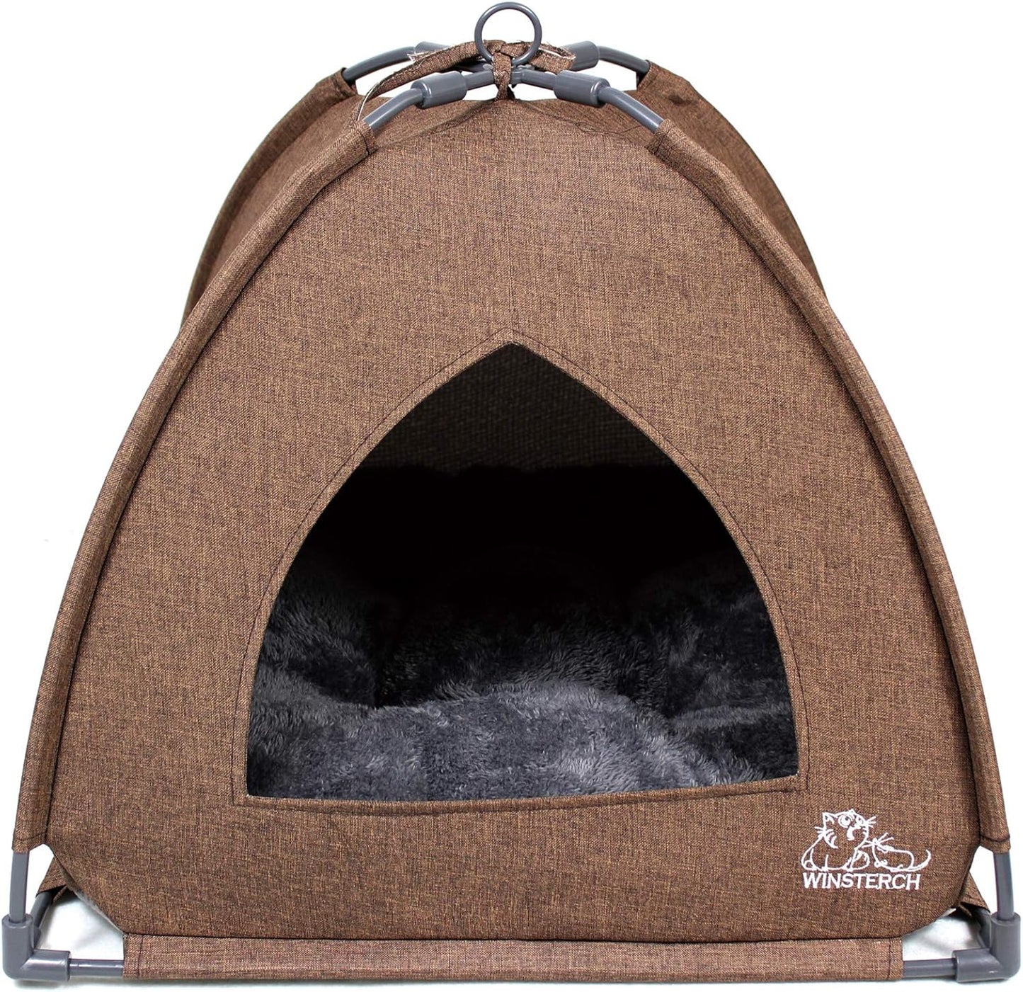 Cat Beds for Indoor Cats,Covered Cat Cave Bed with Removable Washable Pillow,Warming Cat Cave Bed Kitten Beds Small Pets Bed for Indoor Cats (18.5'' X 18.5'' X 15.8'', Grey)