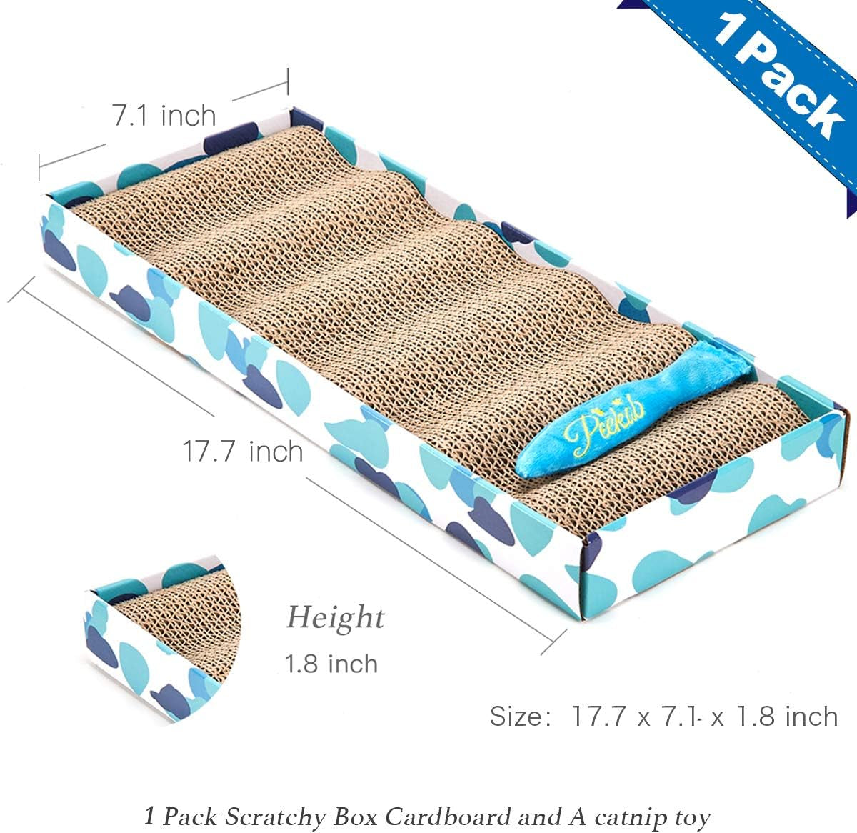 Cat Scratcher Cardboard Reversible Cat Cat Scratch Pad Kitty Corrugated Scratching Bed Catnip Included (1 Pack)