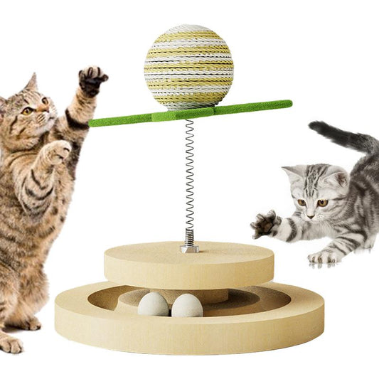Cat Toy Sisal Spring Ball with Track for Indoor Kittens