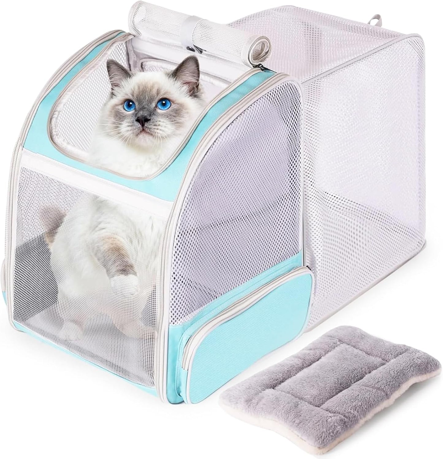 Cat Travel Backpack with Fan, Fit up to 12 Lbs, Space Capsule Astronaut Clear Bubble Window Pet Backpack for Kitten and Small Puppy Green