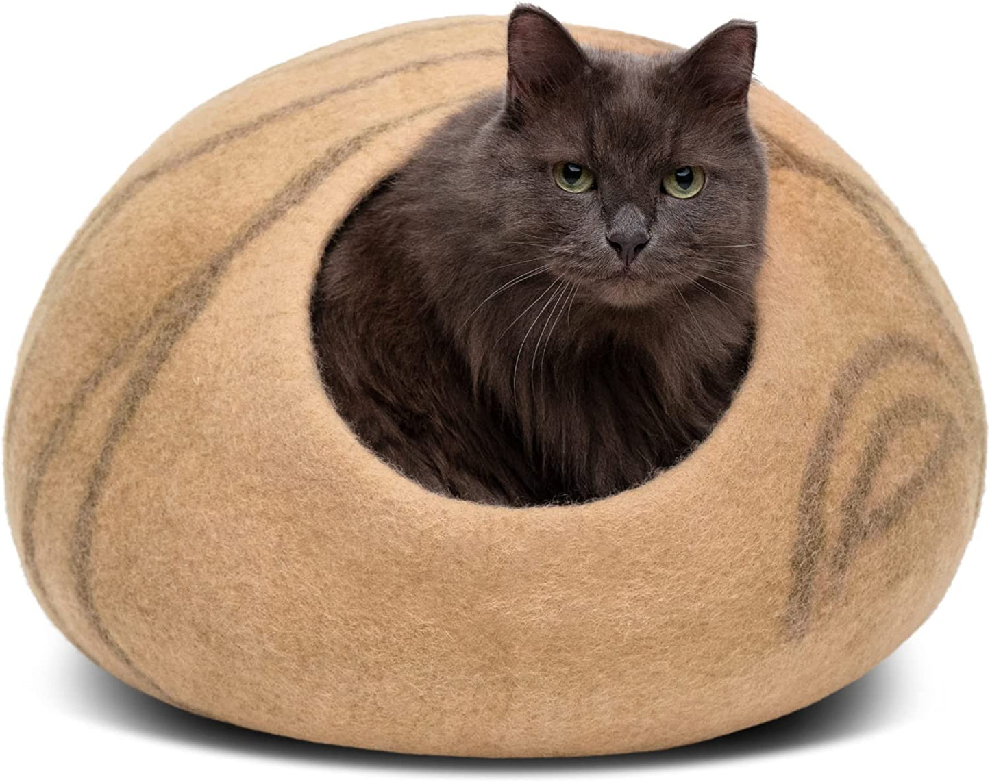 Cat Cave – Premium Felt Cat Bed for Indoor Cats, Handmade 100% Merino Wool (Aquamarine, Medium)