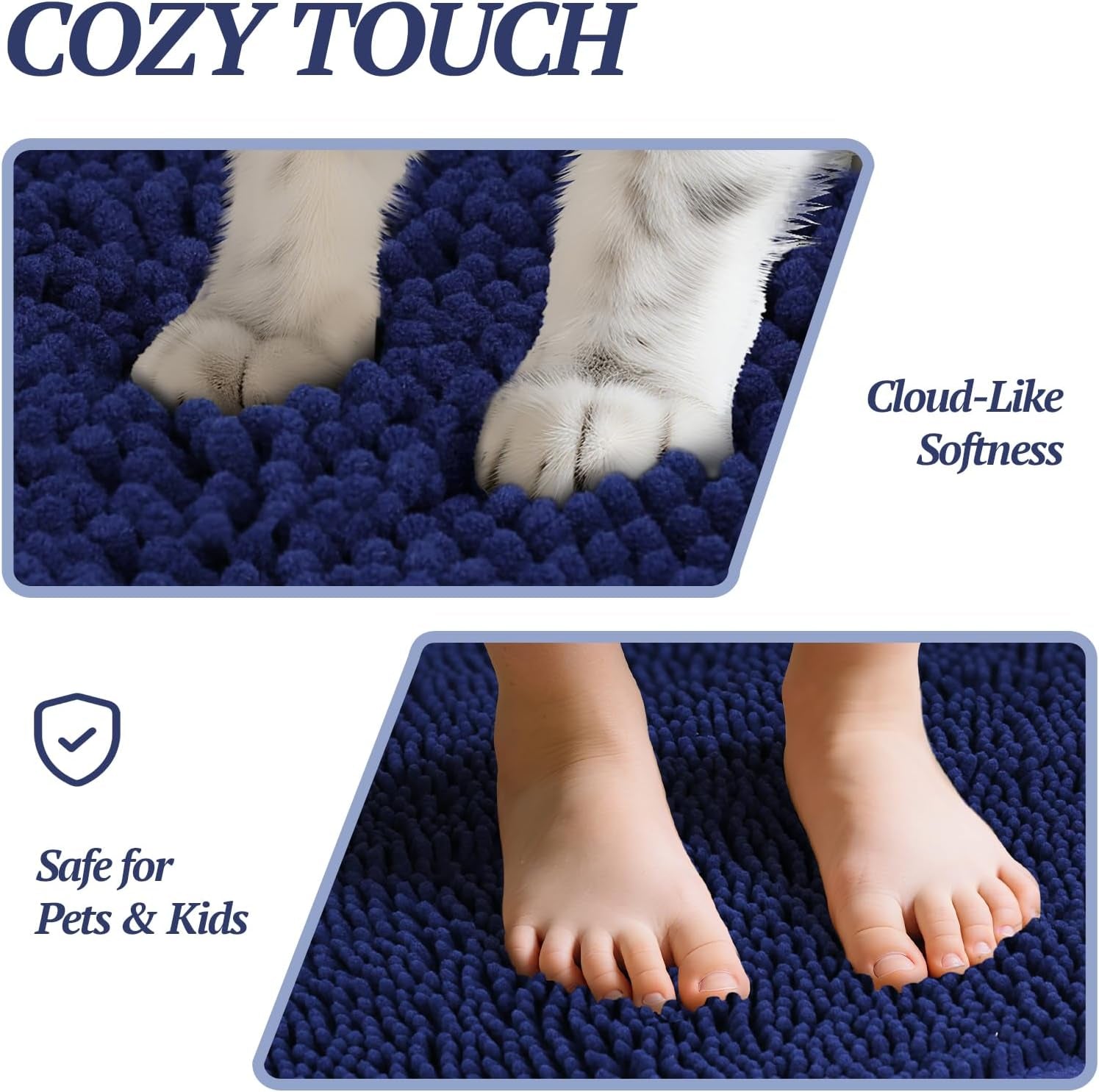 Absorpmax Dog Door Mat - Waterproof & Washable Indoor Rug for Muddy Paws, 31" x 20", Navy Blue, Dirt Trapping Entryway Solution