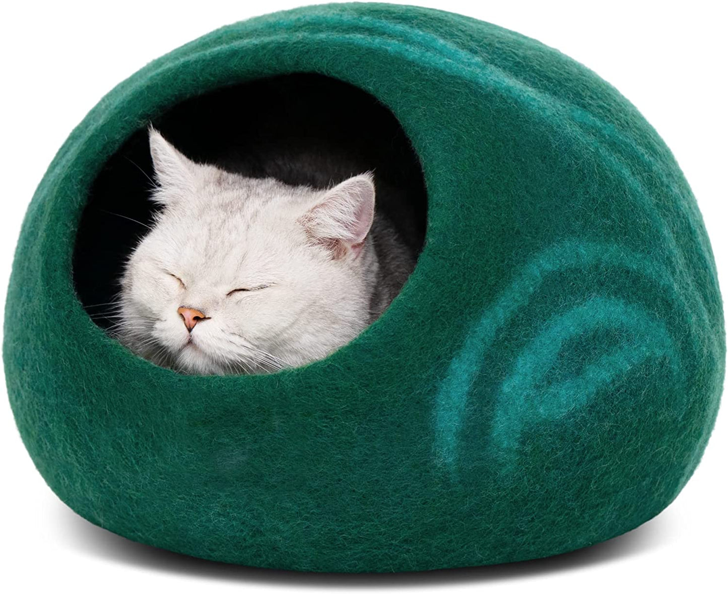 Cat Cave – Premium Felt Cat Bed for Indoor Cats, Handmade 100% Merino Wool (Medium, Dark Grey)