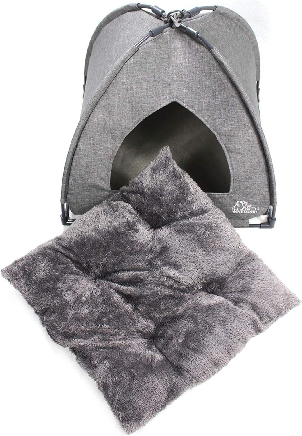 Cat Beds for Indoor Cats,Covered Cat Cave Bed with Removable Washable Pillow,Warming Cat Cave Bed Kitten Beds Small Pets Bed for Indoor Cats (18.5'' X 18.5'' X 15.8'', Grey)