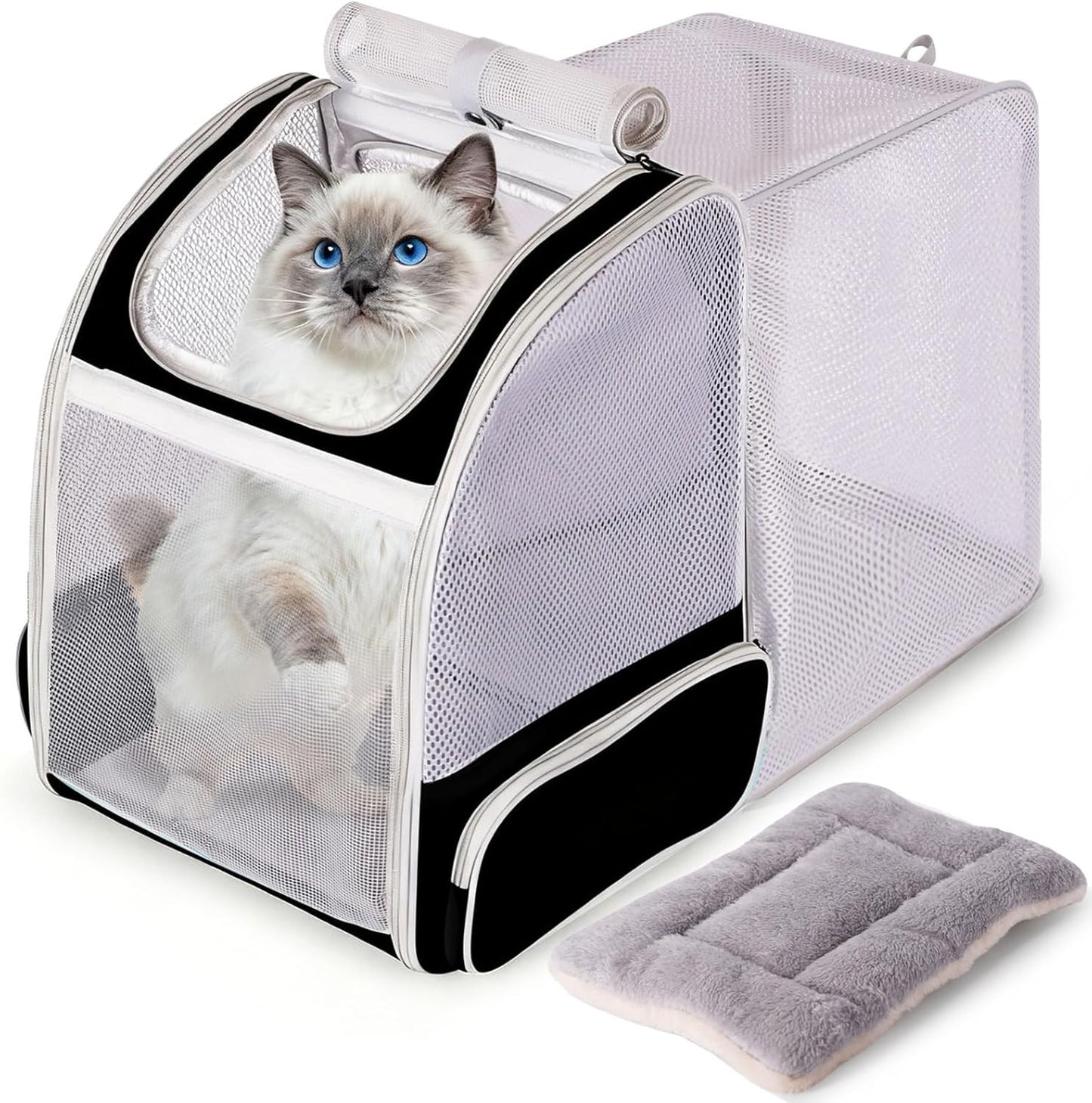 Cat Travel Backpack with Fan, Fit up to 12 Lbs, Space Capsule Astronaut Clear Bubble Window Pet Backpack for Kitten and Small Puppy Green