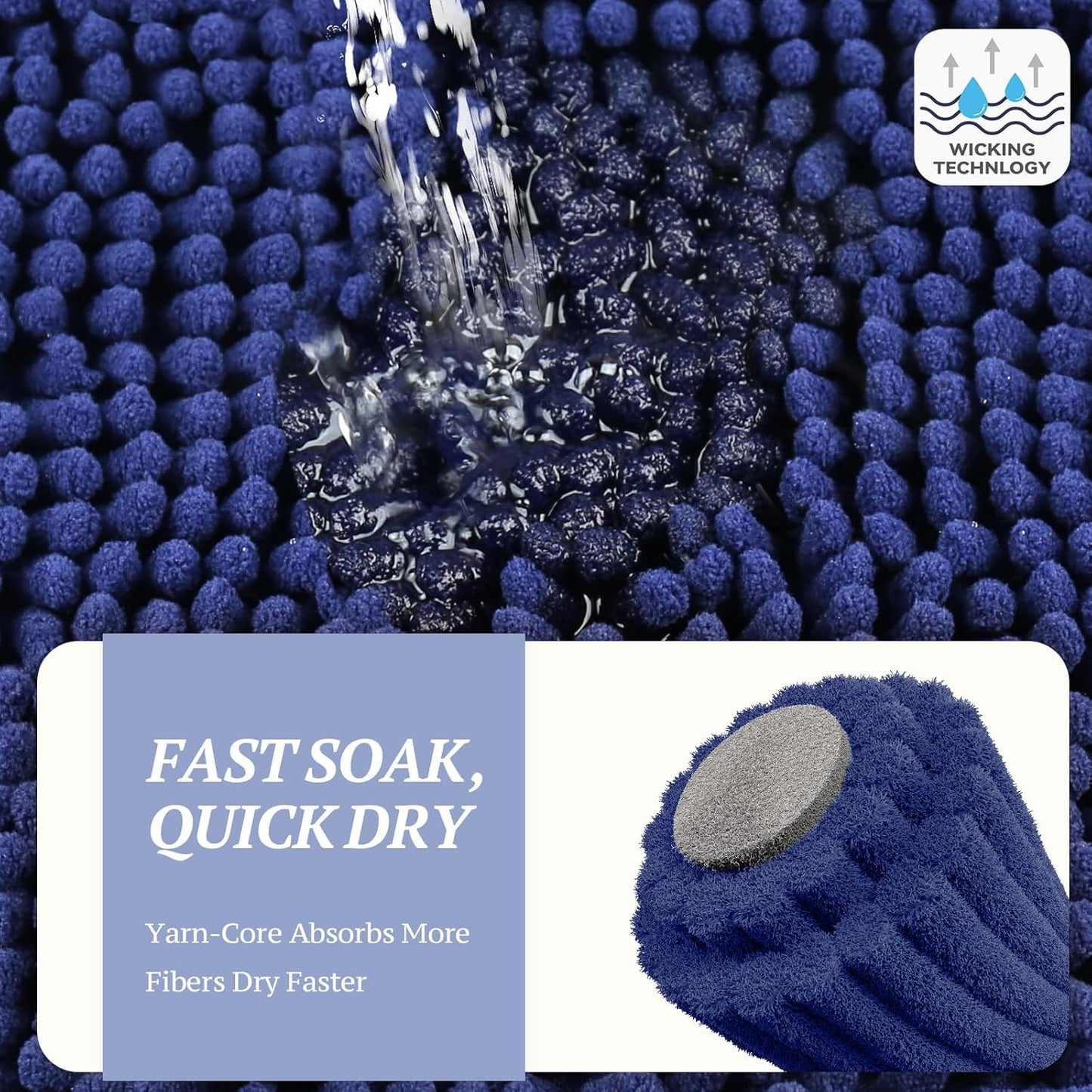 Absorpmax Dog Door Mat - Waterproof & Washable Indoor Rug for Muddy Paws, 31" x 20", Navy Blue, Dirt Trapping Entryway Solution