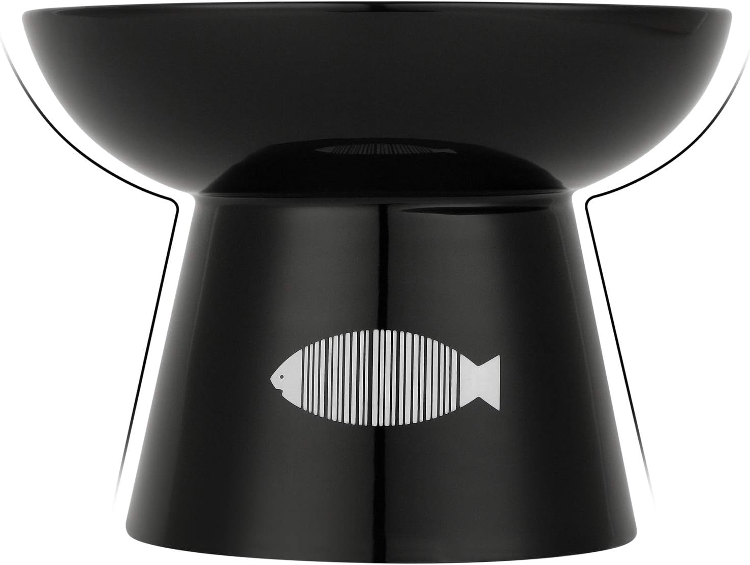 Cat Raised Food/Water Bowl for Elder Big Cats, Non-Skid 4.8X6.4In Premium Ceramic Cat Bowls with Stand, Sturdy and Anti-Fall… (Black)