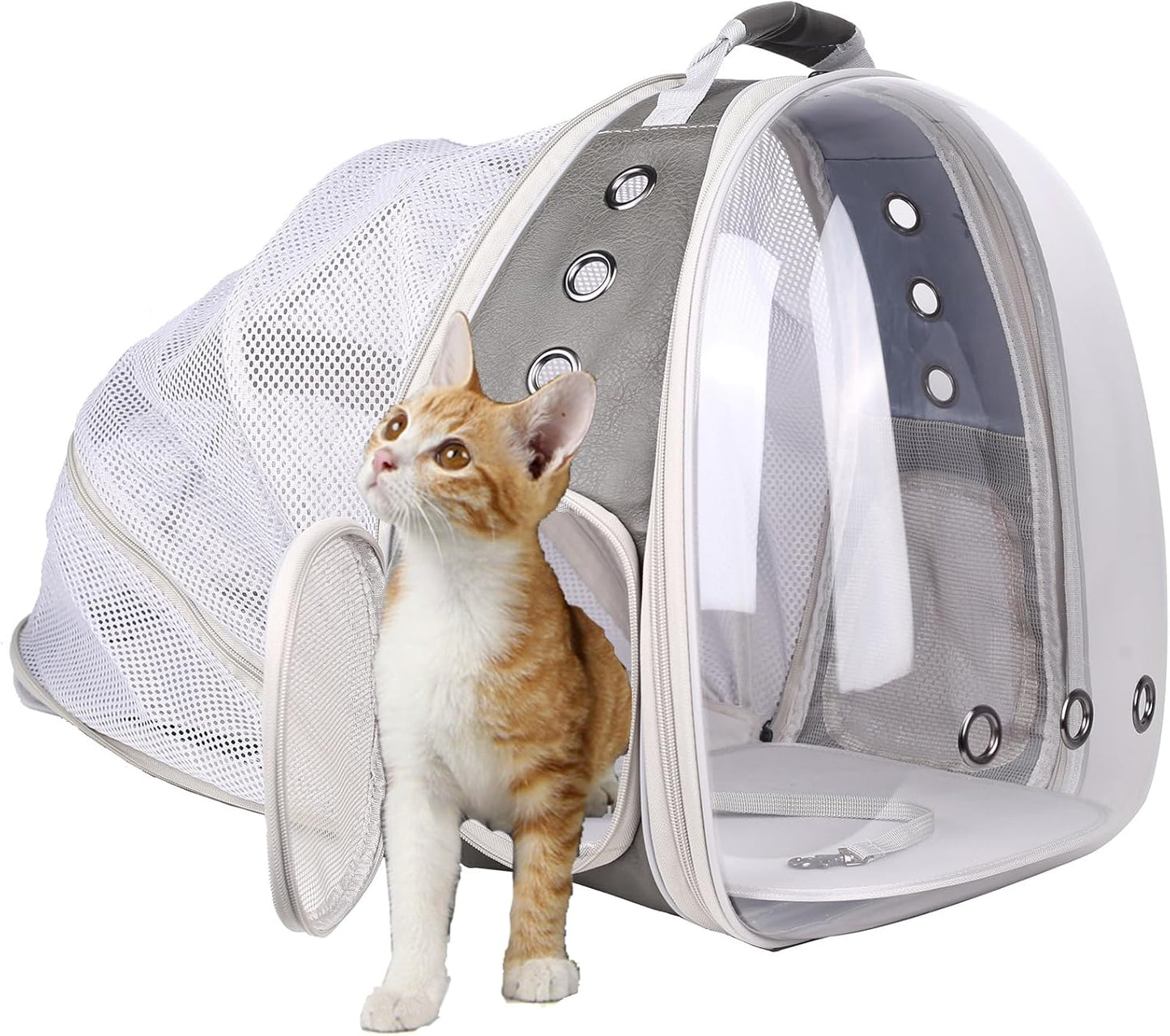 Cat Travel Backpack with Fan, Fit up to 12 Lbs, Space Capsule Astronaut Clear Bubble Window Pet Backpack for Kitten and Small Puppy Green