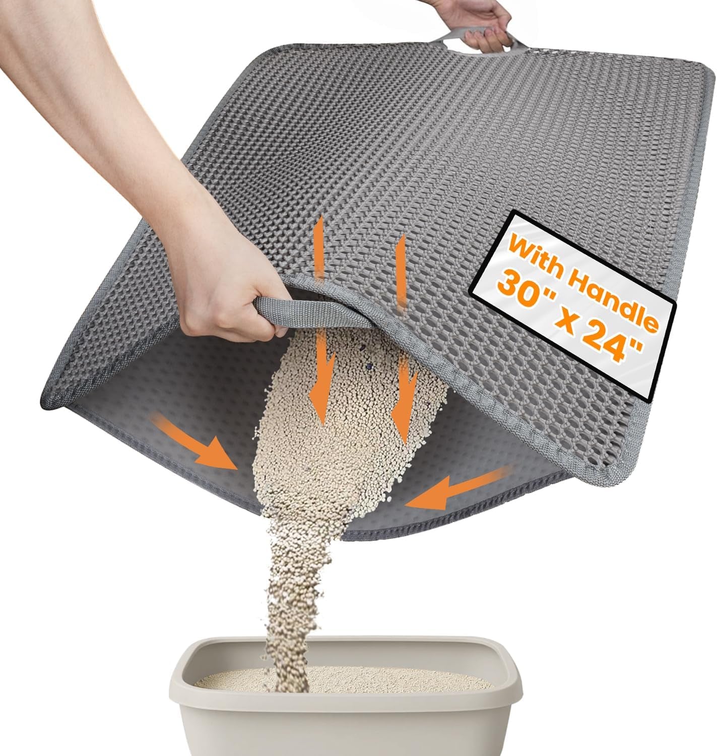 Cat Litter Mat Litter Box Mat, EVA Honeycomb Double Layer Design, Urine & Waterproof, Scatter Control Kitty Litter Mat, Less Waste, Easier to Clean,Washable, Black