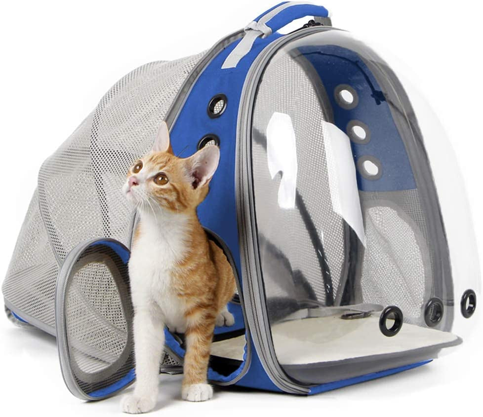 Cat Travel Backpack with Fan, Fit up to 12 Lbs, Space Capsule Astronaut Clear Bubble Window Pet Backpack for Kitten and Small Puppy Green