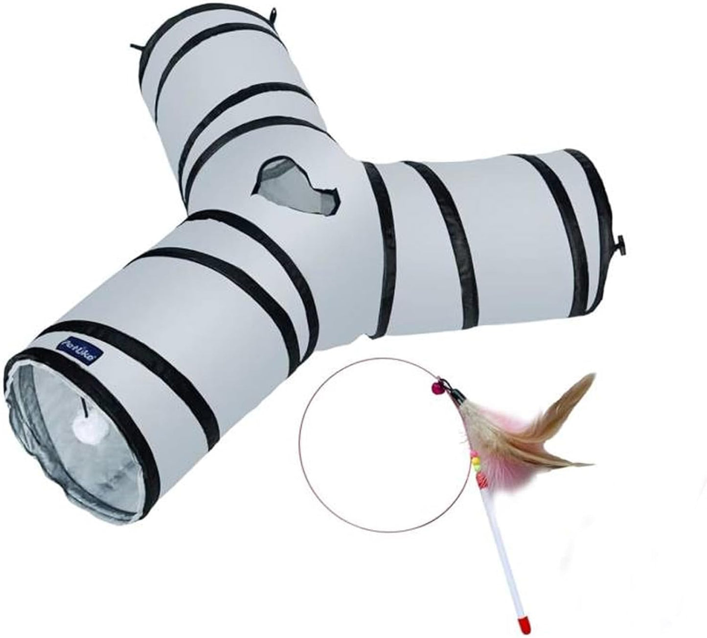 Cat Tunnel for Indoor Cats Collapsible Pop-Up Pet Tube Peek Hole Hideaway Play Toys for Cats with Ball