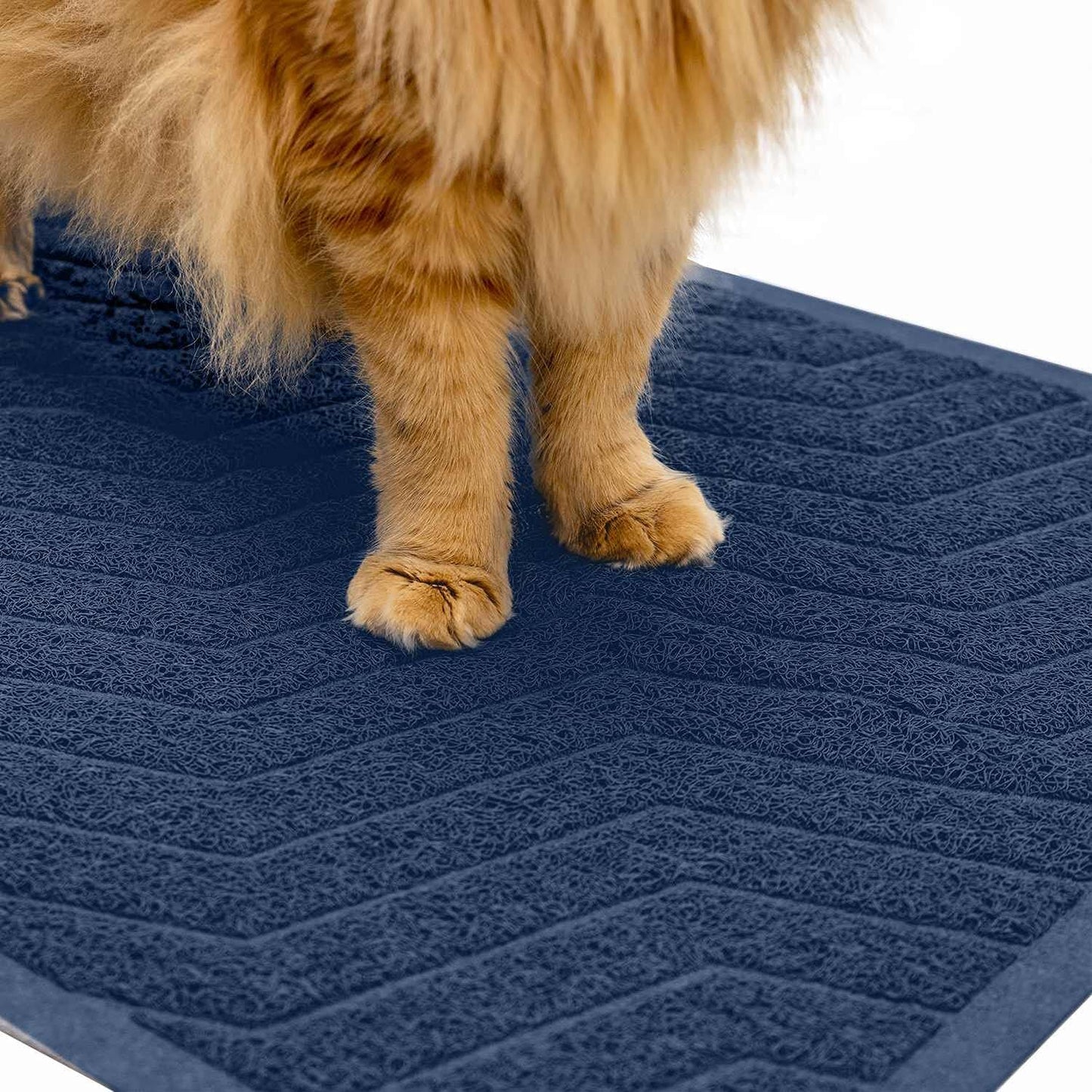 Cat Litter Box Mat(No. 02-2), Kitty Premium PVC Pad, Durable Trapping Rug, Phthalate Free, Urine-Resistant, Scatter Control, L 35 X 23, Grey