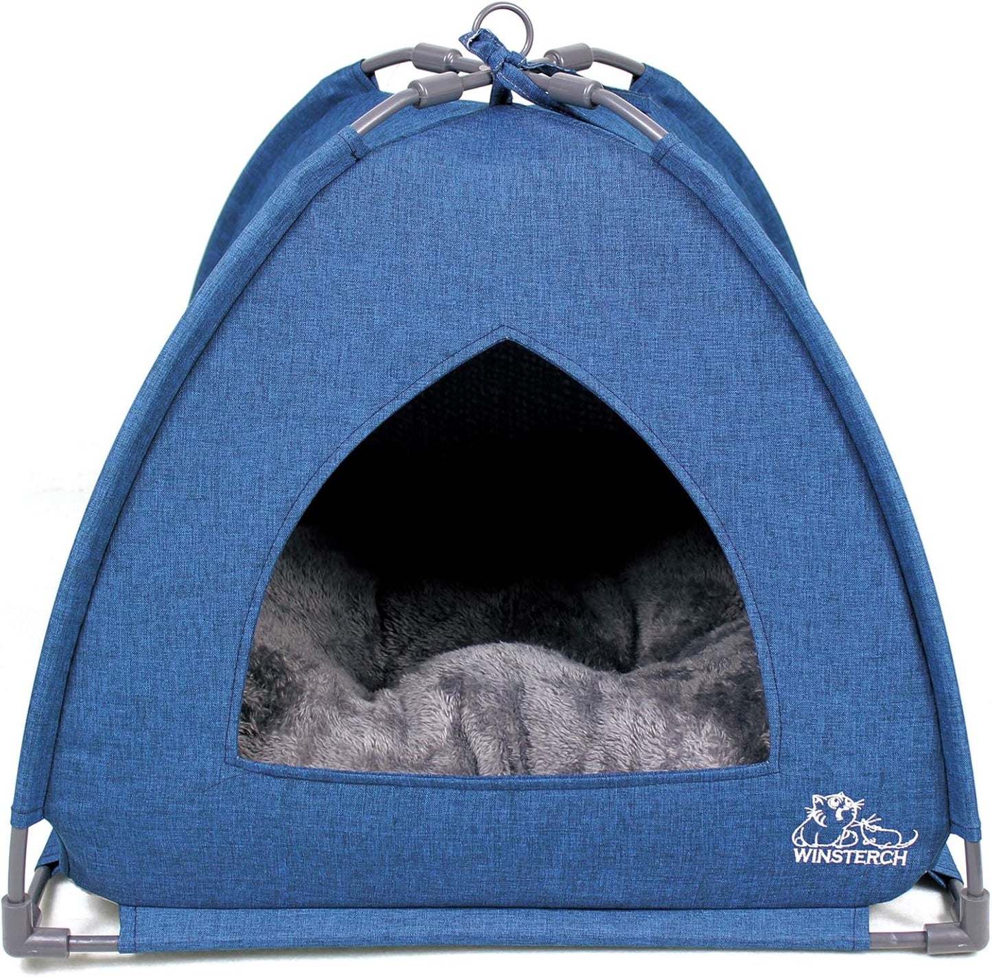 Cat Beds for Indoor Cats,Covered Cat Cave Bed with Removable Washable Pillow,Warming Cat Cave Bed Kitten Beds Small Pets Bed for Indoor Cats (18.5'' X 18.5'' X 15.8'', Grey)