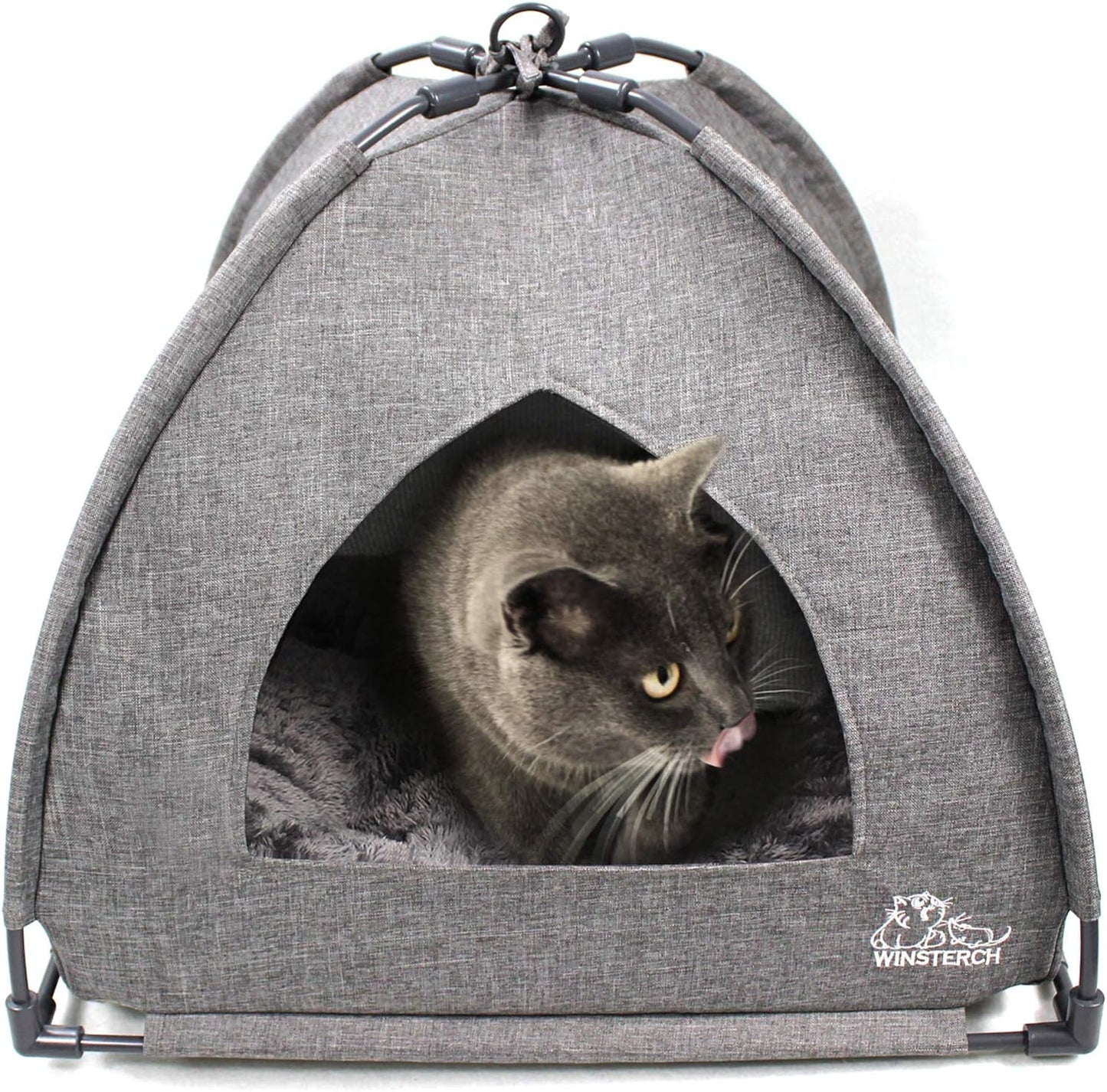 Cat Beds for Indoor Cats,Covered Cat Cave Bed with Removable Washable Pillow,Warming Cat Cave Bed Kitten Beds Small Pets Bed for Indoor Cats (18.5'' X 18.5'' X 15.8'', Grey)