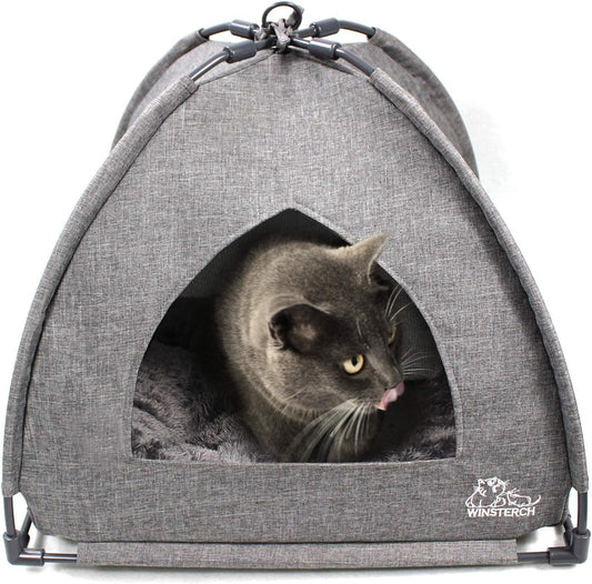 Cat Beds for Indoor Cats,Covered Cat Cave Bed with Removable Washable Pillow,Warming Cat Cave Bed Kitten Beds Small Pets Bed for Indoor Cats (18.5'' X 18.5'' X 15.8'', Grey)