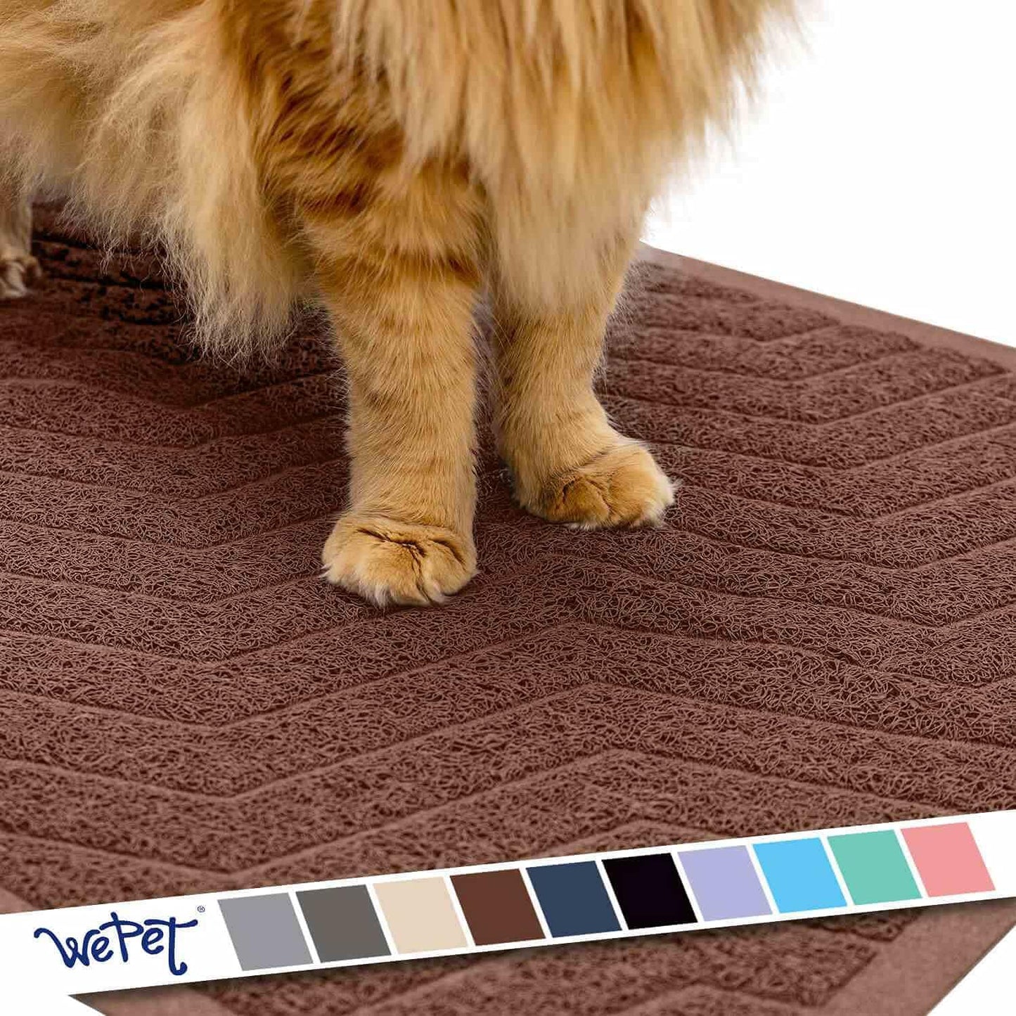 Cat Litter Box Mat(No. 02-2), Kitty Premium PVC Pad, Durable Trapping Rug, Phthalate Free, Urine-Resistant, Scatter Control, L 35 X 23, Grey